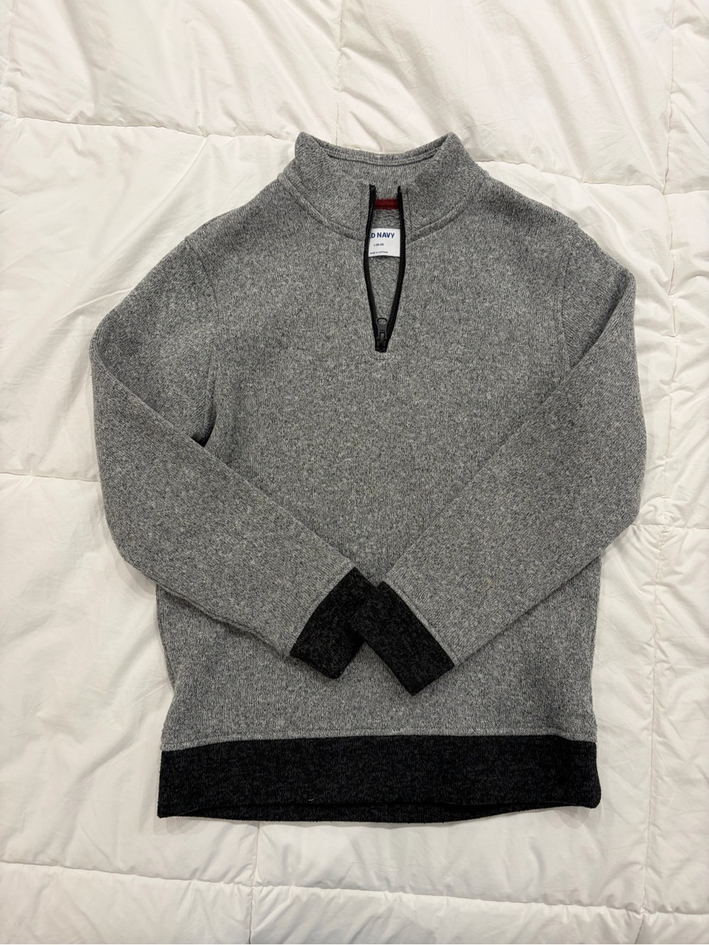NWOT Boys’ Old Navy Gray Quarter-Zip Sweater with Dark Trim